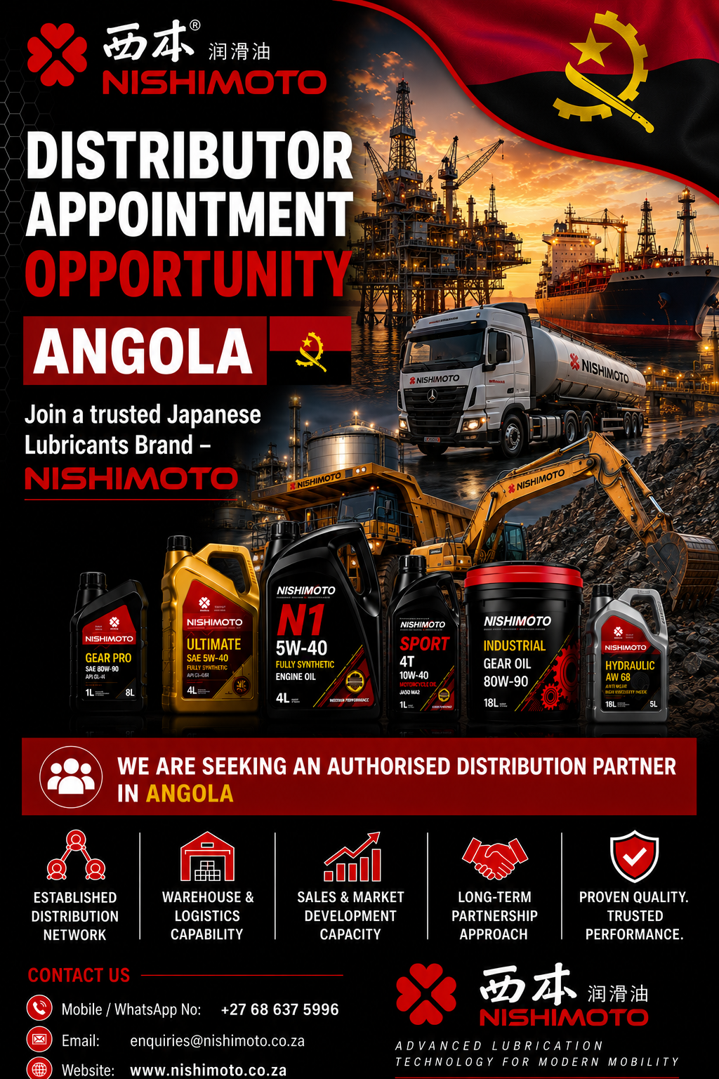 Nishimoto distributor opportunity in Angola