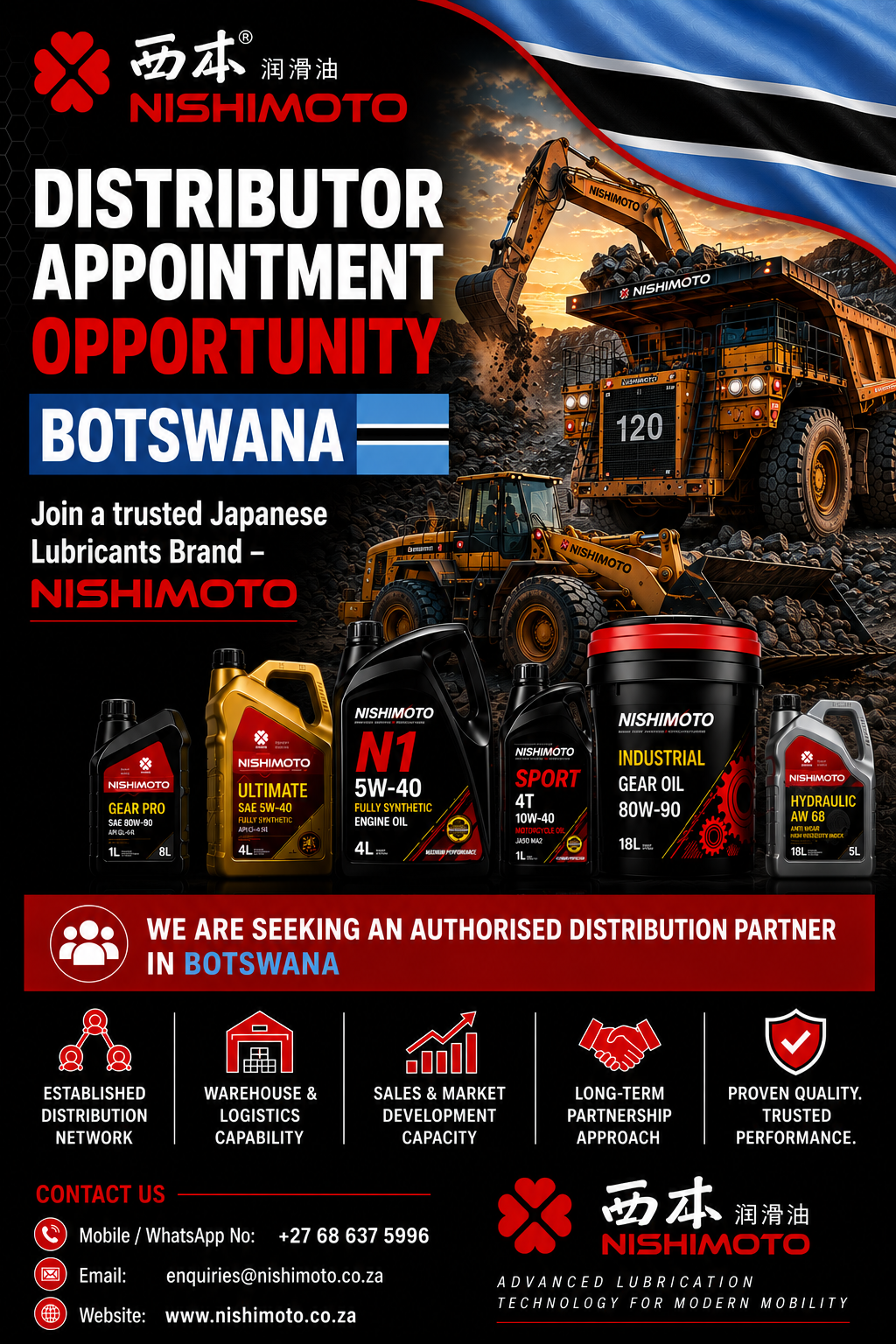 Nishimoto distributor opportunity in Botswana