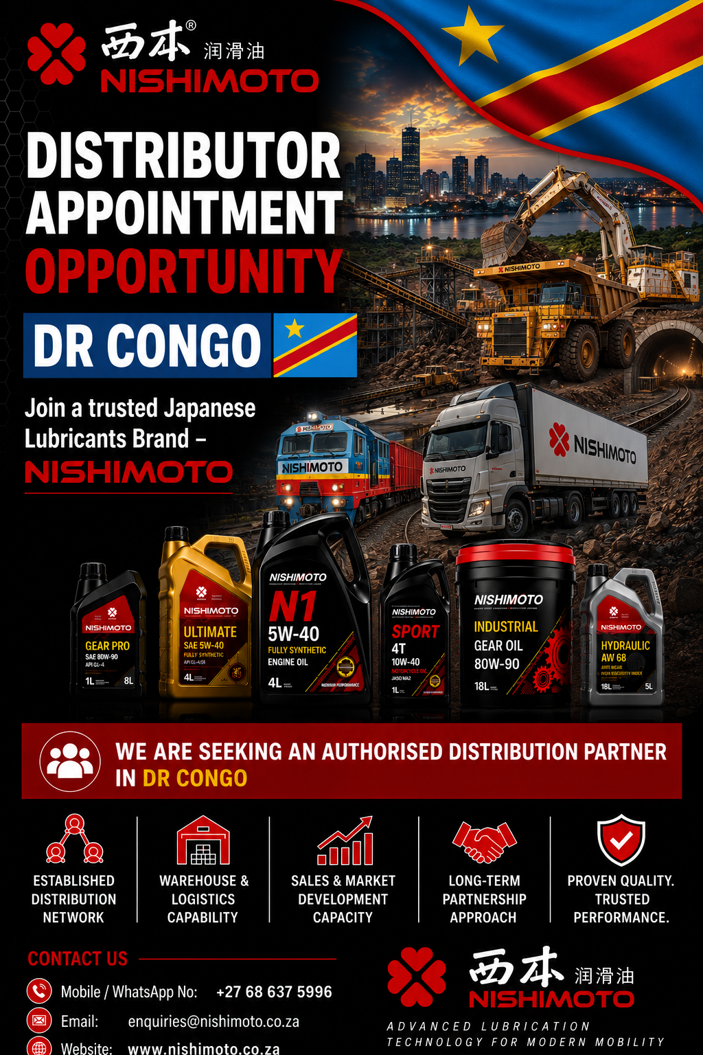 Nishimoto distributor opportunity in Democratic Republic of the Congo