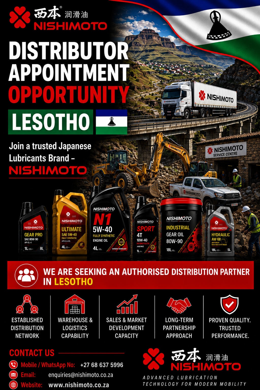 Nishimoto distributor opportunity in Lesotho