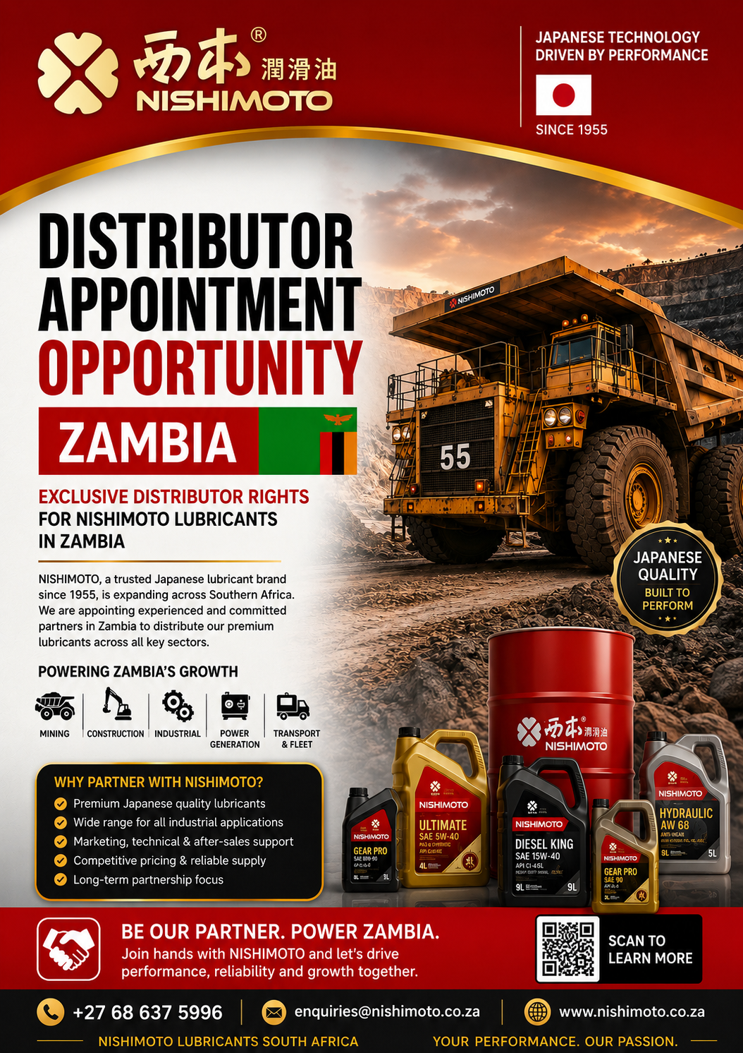 Nishimoto distributor opportunity in Zambia